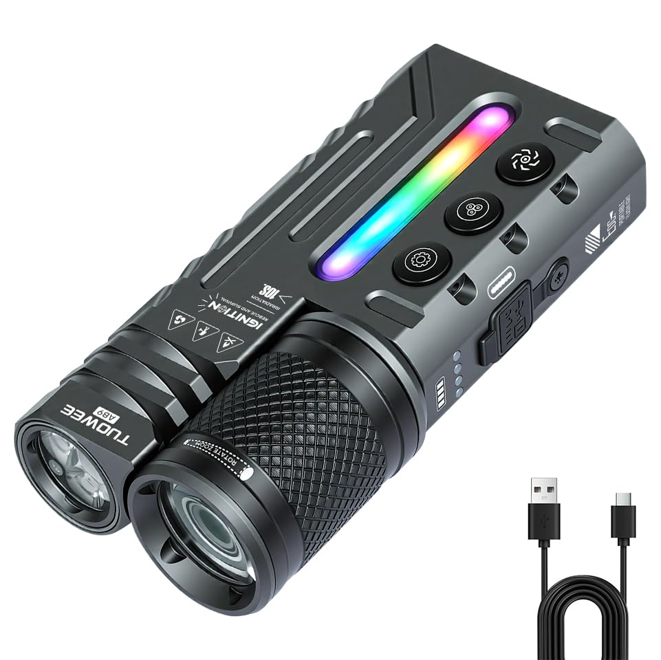 TUOWEE EDC Flat Flashlight,3500 Lumens Super Bright Compact LED
